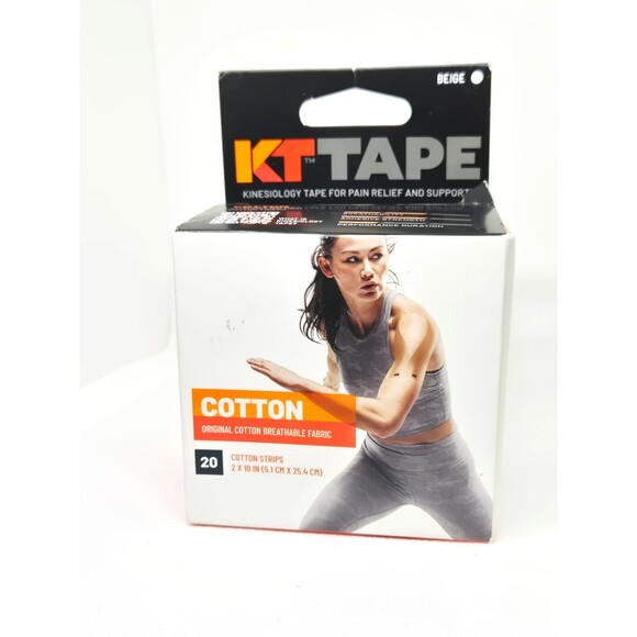 NIB KT Tape Kinesiology Original Cotton Breathable Fabric 20 Strips 2x10" Beige - Picture 1 of 11